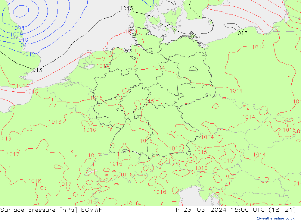 地面气压 ECMWF 星期四 23.05.2024 15 UTC