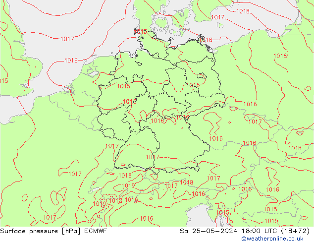 地面气压 ECMWF 星期六 25.05.2024 18 UTC