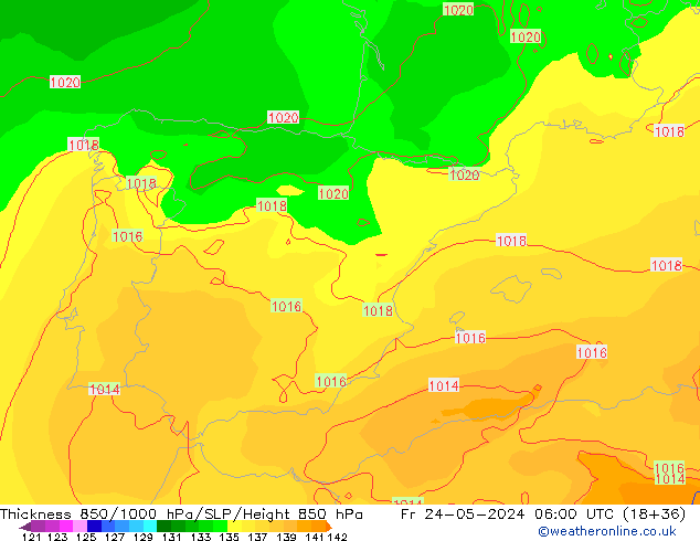 Thck 850-1000 hPa ECMWF Sex 24.05.2024 06 UTC