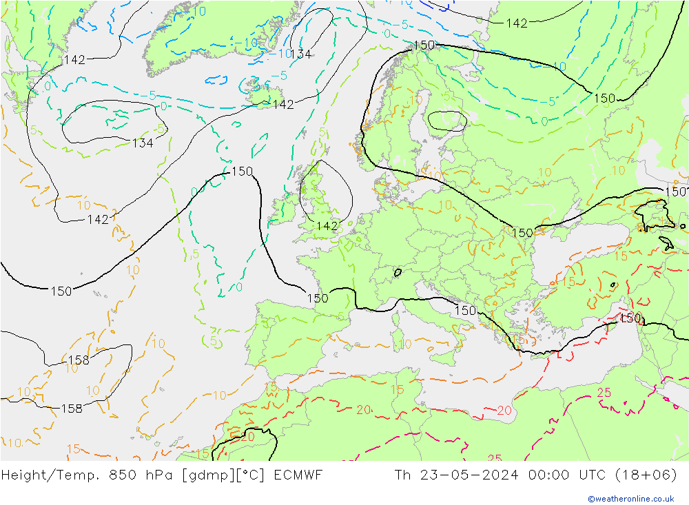 Z500/Rain (+SLP)/Z850 ECMWF gio 23.05.2024 00 UTC