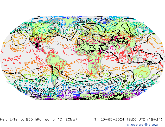 Z500/Rain (+SLP)/Z850 ECMWF jue 23.05.2024 18 UTC