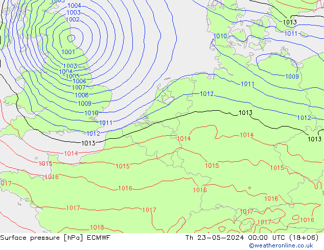 Surface pressure ECMWF Th 23.05.2024 00 UTC