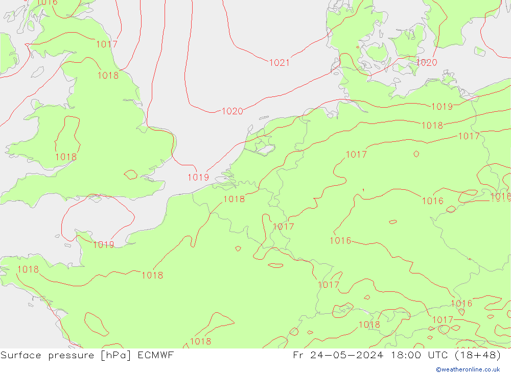 Bodendruck ECMWF Fr 24.05.2024 18 UTC