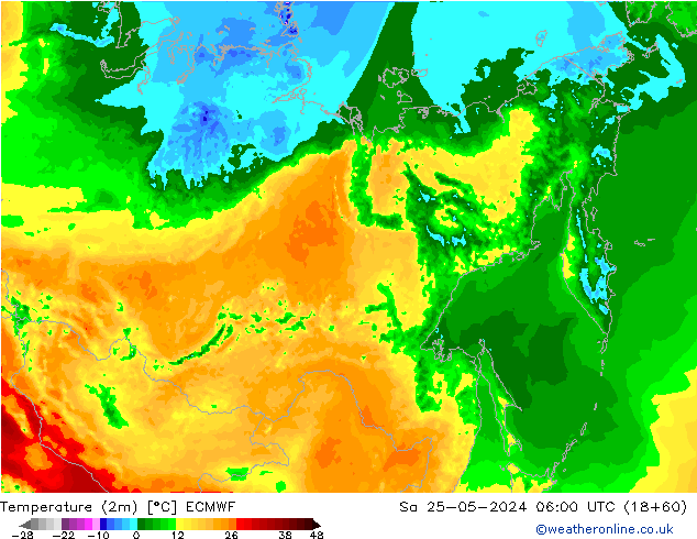 Temperatura (2m) ECMWF sáb 25.05.2024 06 UTC