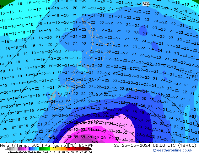 Z500/Rain (+SLP)/Z850 ECMWF sab 25.05.2024 06 UTC