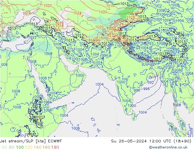 高速氣流/地面气压 ECMWF 星期日 26.05.2024 12 UTC