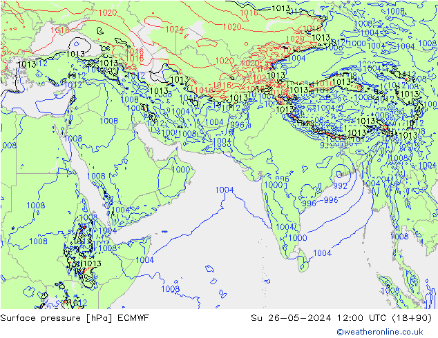 地面气压 ECMWF 星期日 26.05.2024 12 UTC