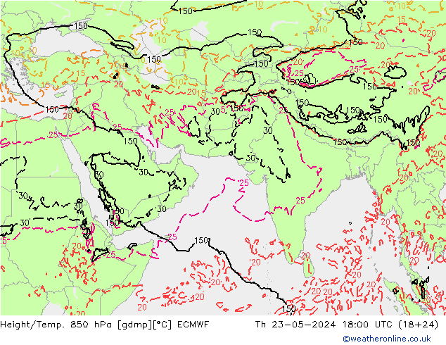 Z500/Rain (+SLP)/Z850 ECMWF 星期四 23.05.2024 18 UTC