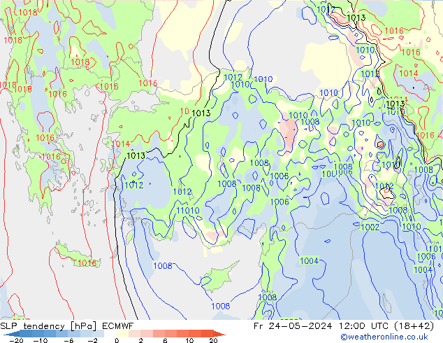Drucktendenz ECMWF Fr 24.05.2024 12 UTC