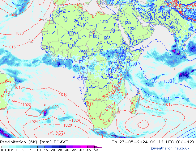 Z500/Rain (+SLP)/Z850 ECMWF  23.05.2024 12 UTC