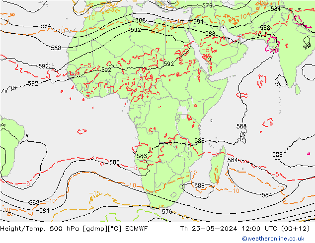 Z500/Rain (+SLP)/Z850 ECMWF  23.05.2024 12 UTC
