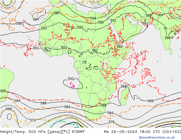 Height/Temp. 500 гПа ECMWF ср 29.05.2024 18 UTC