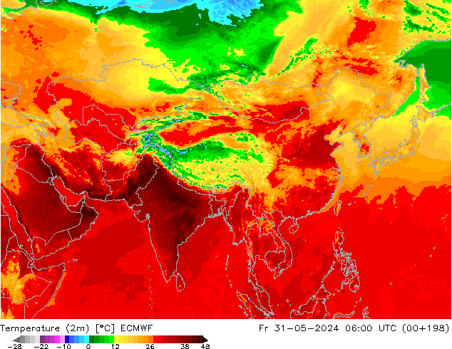 Sıcaklık Haritası (2m) ECMWF Cu 31.05.2024 06 UTC