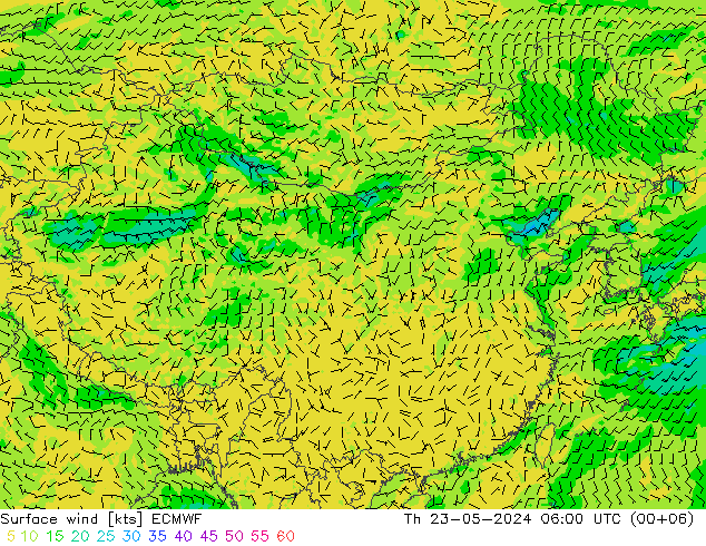 风 10 米 ECMWF 星期四 23.05.2024 06 UTC