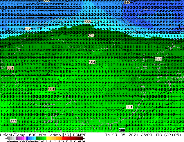 Z500/Rain (+SLP)/Z850 ECMWF 星期四 23.05.2024 06 UTC