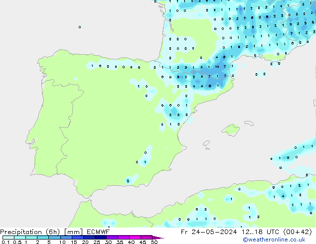 Z500/Rain (+SLP)/Z850 ECMWF Fr 24.05.2024 18 UTC