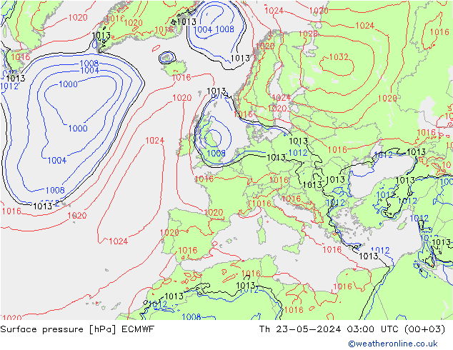 地面气压 ECMWF 星期四 23.05.2024 03 UTC