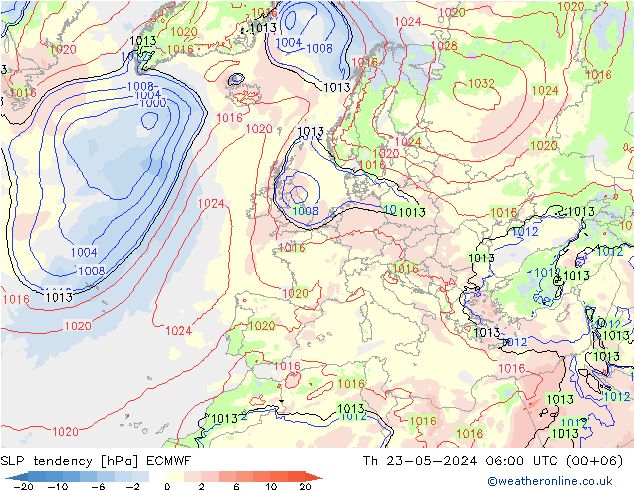 Tendencia de presión ECMWF jue 23.05.2024 06 UTC