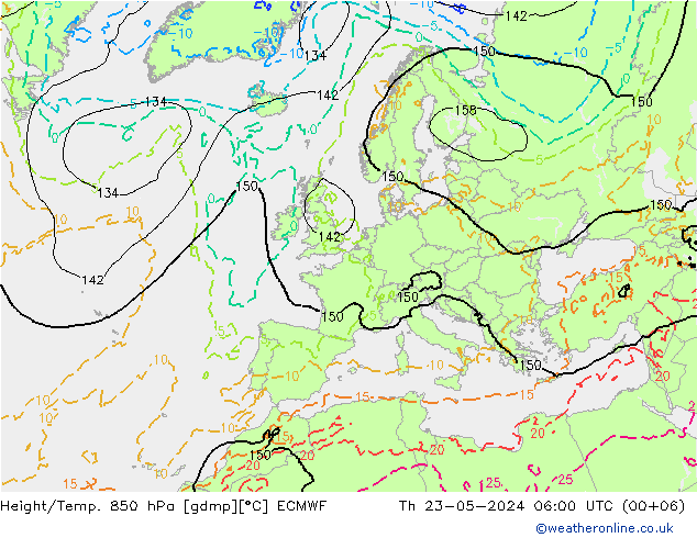 Z500/Rain (+SLP)/Z850 ECMWF Do 23.05.2024 06 UTC