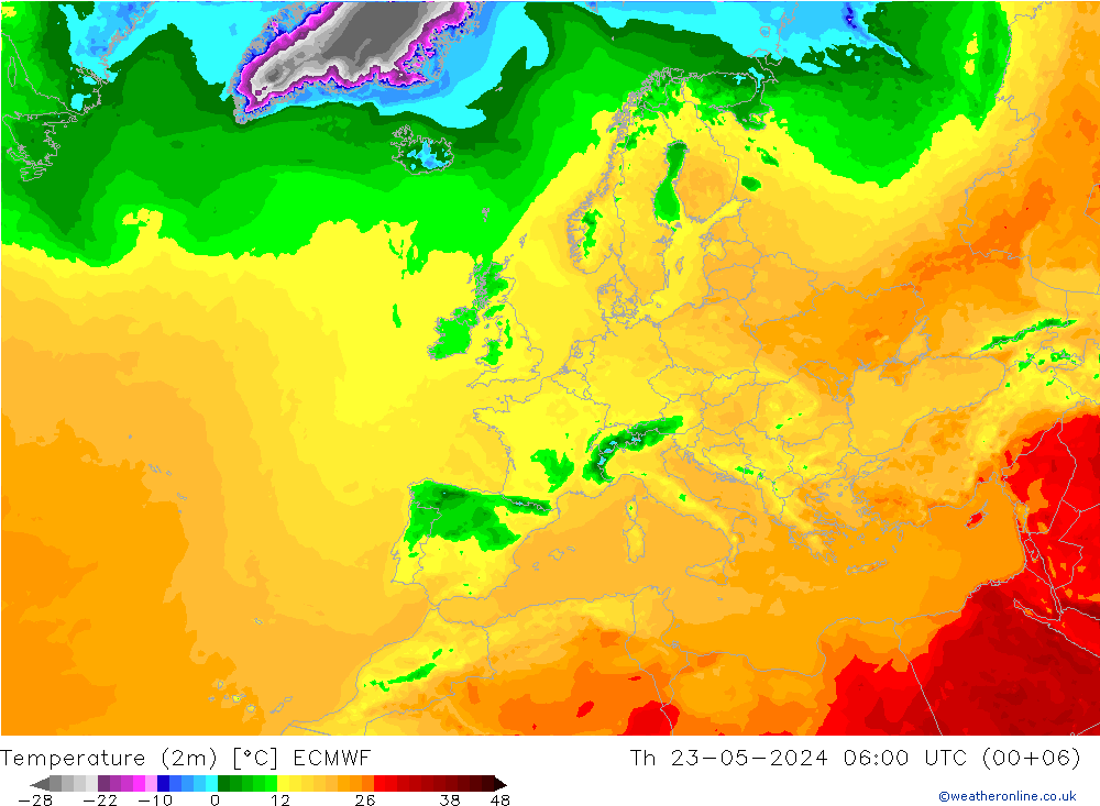 карта температуры ECMWF чт 23.05.2024 06 UTC