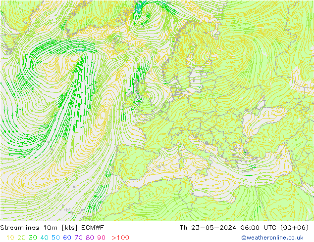 风 10m ECMWF 星期四 23.05.2024 06 UTC