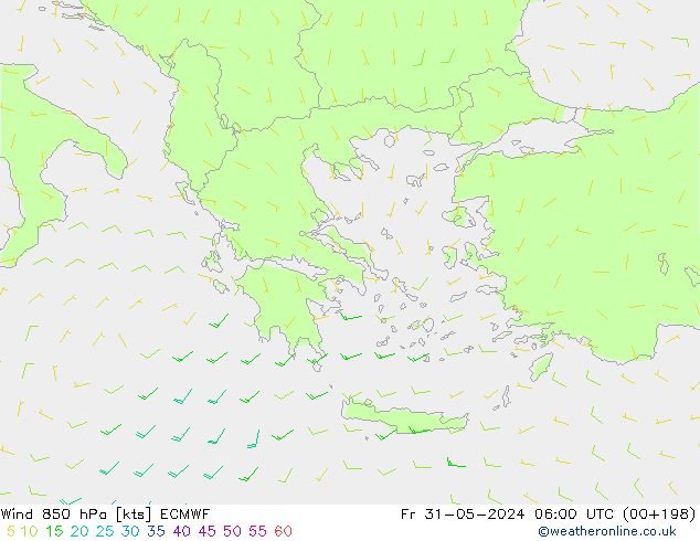 Wind 850 hPa ECMWF Fr 31.05.2024 06 UTC