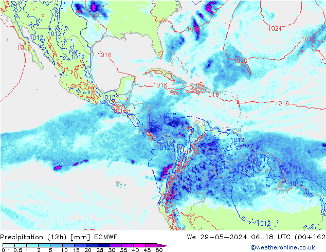 Precipitação (12h) ECMWF Qua 29.05.2024 18 UTC