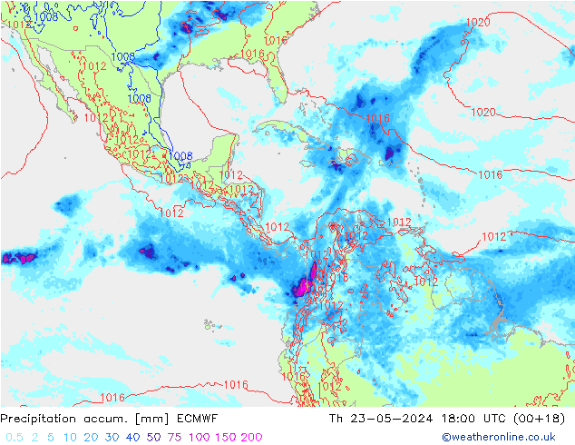 Precipitation accum. ECMWF Th 23.05.2024 18 UTC