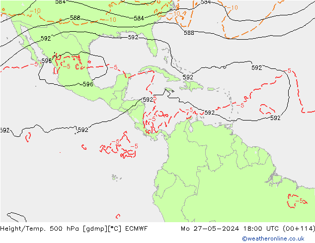 Yükseklik/Sıc. 500 hPa ECMWF Pzt 27.05.2024 18 UTC