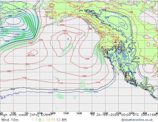 yüksek rüzgarlı alanlar ECMWF Per 30.05.2024 00 UTC