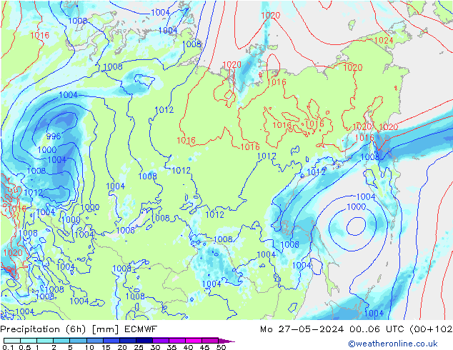 Yağış (6h) ECMWF Pzt 27.05.2024 06 UTC