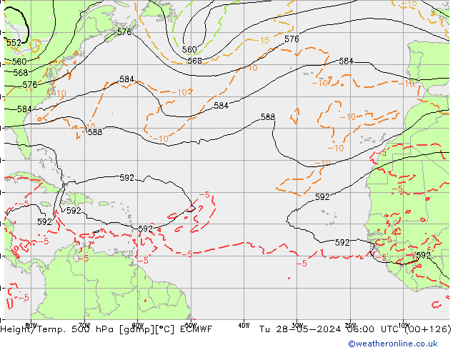 Hoogte/Temp. 500 hPa ECMWF di 28.05.2024 06 UTC
