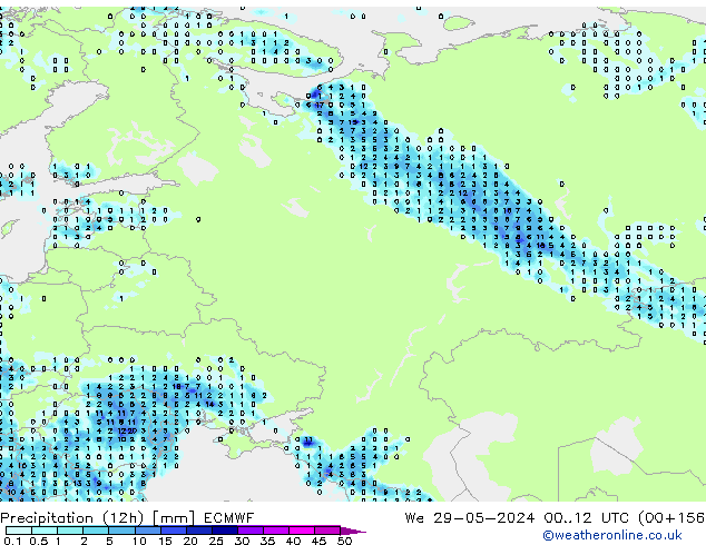 осадки (12h) ECMWF ср 29.05.2024 12 UTC