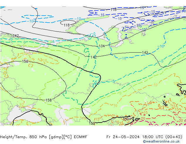 Height/Temp. 850 hPa ECMWF Pá 24.05.2024 18 UTC