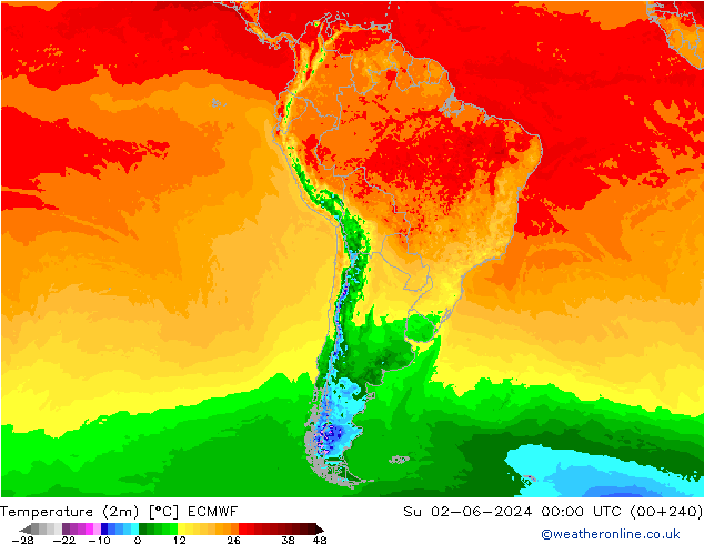 température (2m) ECMWF dim 02.06.2024 00 UTC