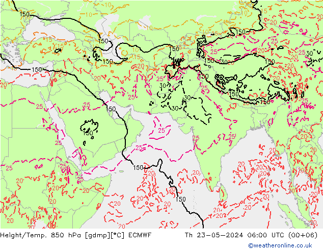 Z500/Rain (+SLP)/Z850 ECMWF 星期四 23.05.2024 06 UTC