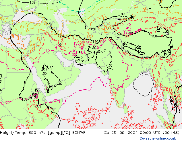 Z500/Rain (+SLP)/Z850 ECMWF sáb 25.05.2024 00 UTC