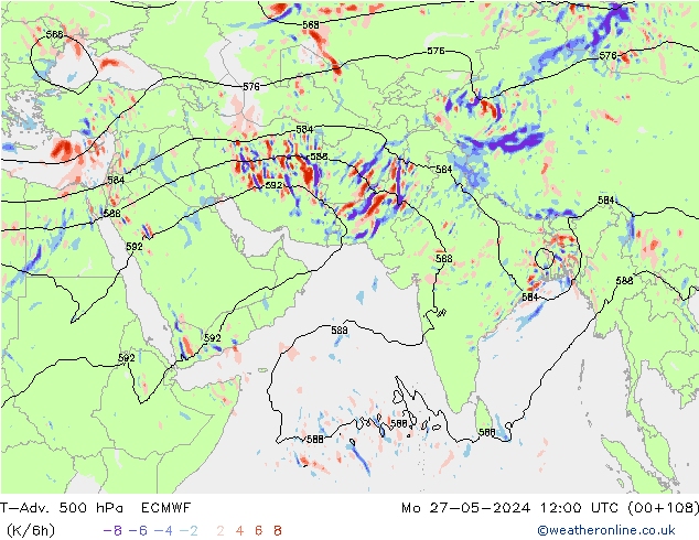 T-Adv. 500 hPa ECMWF Pzt 27.05.2024 12 UTC