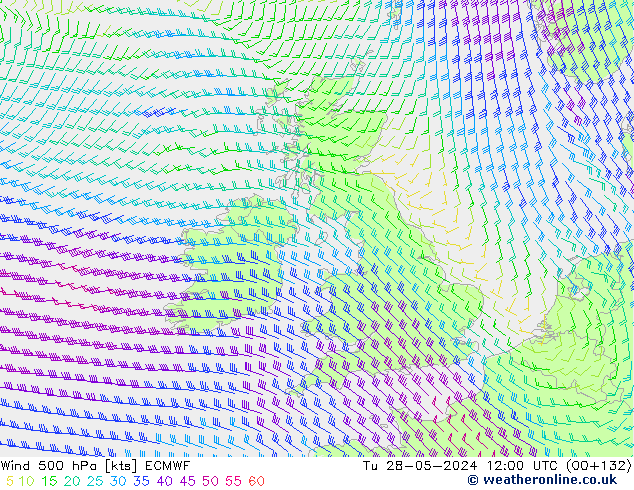 Wind 500 hPa ECMWF di 28.05.2024 12 UTC
