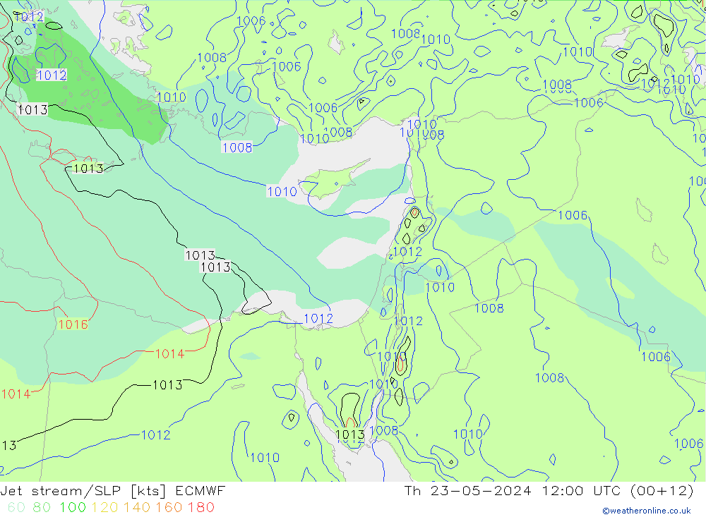 Jet stream ECMWF Qui 23.05.2024 12 UTC