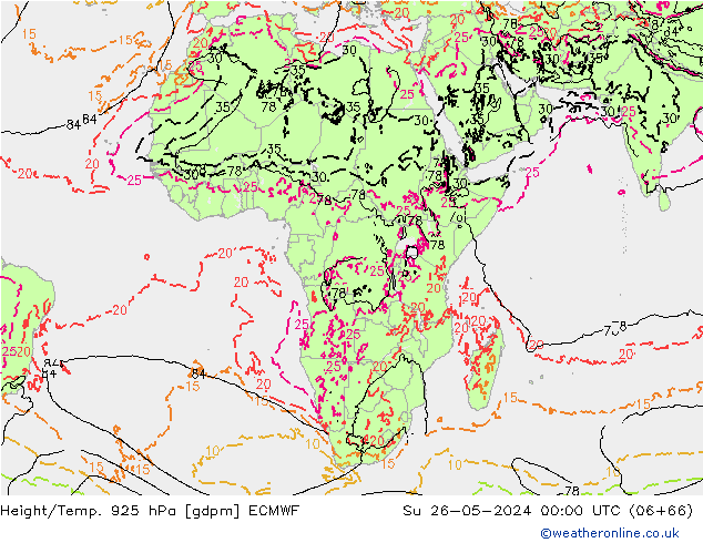 Yükseklik/Sıc. 925 hPa ECMWF Paz 26.05.2024 00 UTC