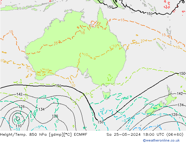 Height/Temp. 850 hPa ECMWF Sa 25.05.2024 18 UTC