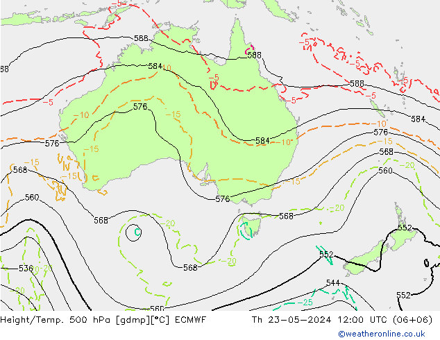 Z500/Rain (+SLP)/Z850 ECMWF jeu 23.05.2024 12 UTC
