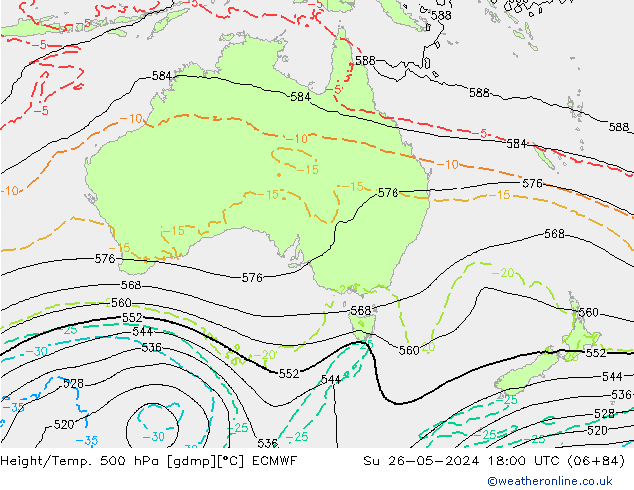 Yükseklik/Sıc. 500 hPa ECMWF Paz 26.05.2024 18 UTC