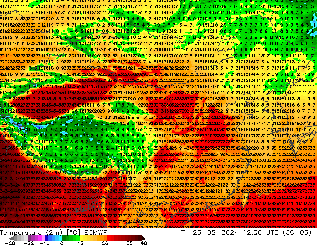 温度图 ECMWF 星期四 23.05.2024 12 UTC