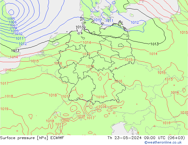 Bodendruck ECMWF Do 23.05.2024 09 UTC