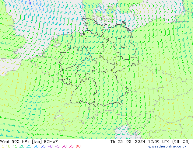 风 500 hPa ECMWF 星期四 23.05.2024 12 UTC