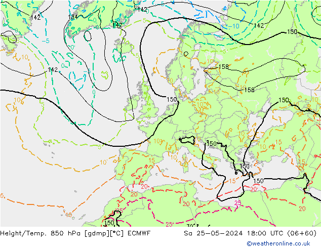 Z500/Yağmur (+YB)/Z850 ECMWF Cts 25.05.2024 18 UTC