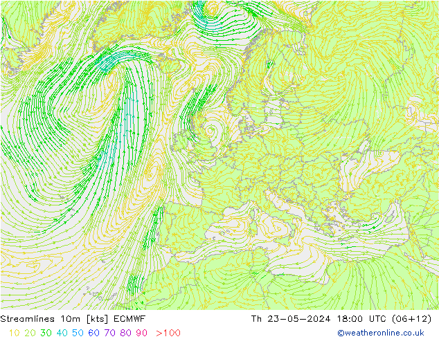 风 10m ECMWF 星期四 23.05.2024 18 UTC