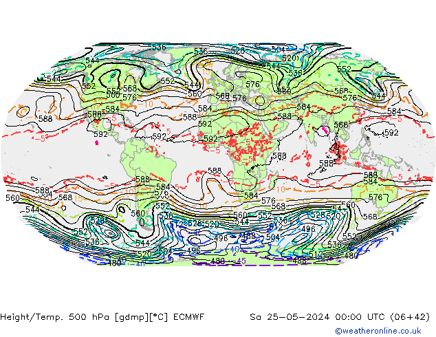 Géop./Temp. 500 hPa ECMWF sam 25.05.2024 00 UTC